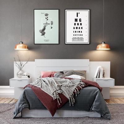 Cabeceira Casal Extensível com Mesa Lateral 1114 em MDP Branco Móveis Carraro 252CM