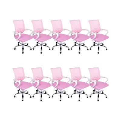 Kit 10 Cadeiras de Escritório Begonia Ergonômica Mesh Base Giratória com Ajuste Rosa Oficial Webshop