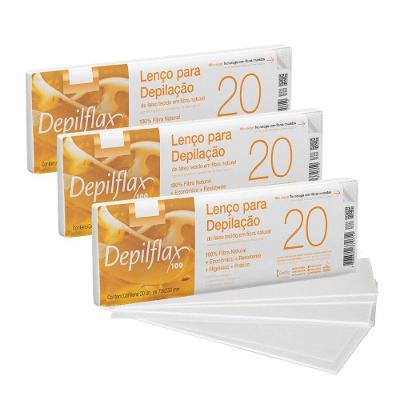 Lenço para Depilação Fibra Natural 60 Unidades Descartável Depilflax
