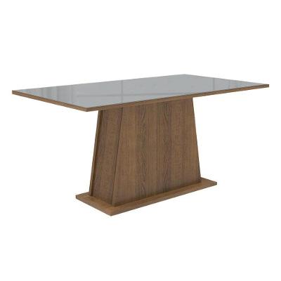 Mesa de Jantar 5364 6 Lugares Retangular Tampo de MDF com Vidro Rustic e Cinza Madesa