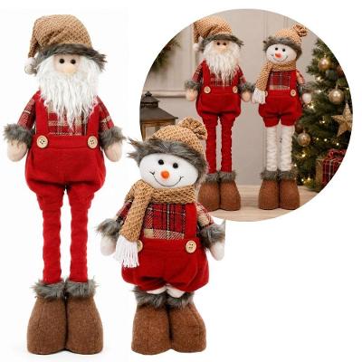 Kit Decorativo Natalino Kit Papai Noel e Boneco de Neve Retráteis com Sistema Retrátil Vermelho