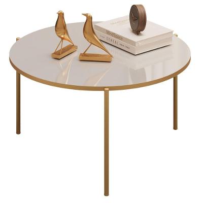 Mesa de Centro Cleia Bali Redonda MDF Metal Pintado 69CM Dourado DJ Móveis
