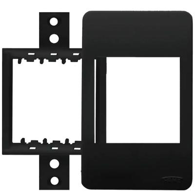Placa 2 Modulos F2 com Suporte 07445200 Facil Encaixe Alta Durabilidade Preto Fame Brasil Bivolt