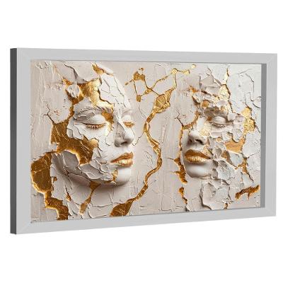 Quadro Decorativo Dupla Face Dourada Canvas 118x78cm com Fita Dupla Face Branco BR Artes