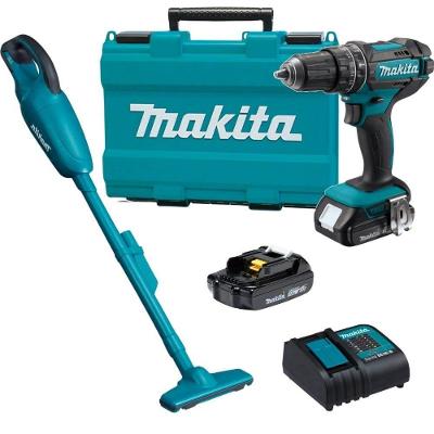 Parafusadeira Furadeira Makita Profissional com Aspirador de Pó 1 Bateria 18V 1 Carregador 126W 1900