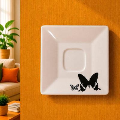 Pires Decorativo para Parede com Suporte em Cerâmica Branco para Sala Cozinha Quarto