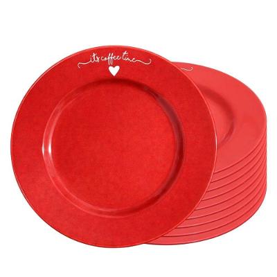 Prato de Sobremesa Lamour 10 Peças Porcelana Liso Vermelho Hauskraft 19,5CM