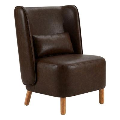 Poltrona Decorativa Verso com Pés Torneados Courino Café Milani Movelaria