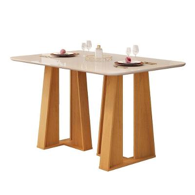 Mesa de Jantar Karen 1 Lugar Retangular MDF com Vidro Off White DJ Móveis