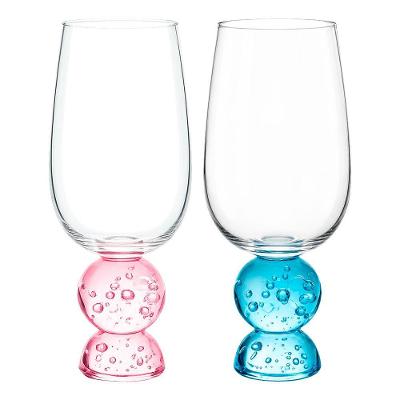 Taça Bubble Esfera para Drinks Vidro Base com Esferas Coloridas Decorativa Roxo BTC Decor 500ML