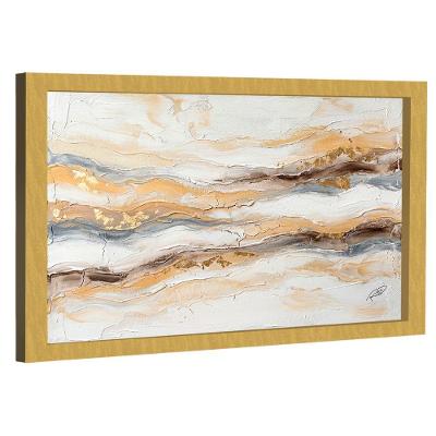 Quadro Decorativo Textura Marmorizada Retangular com Moldura Dourado BR Artes 180x105cm