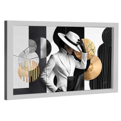 Quadro Decorativo Mulher Moderno Canvas 180x105CM em Madeira Nobre BR Artes