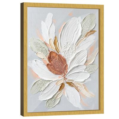 Quadro Decorativo Flor Retangular com Vidro Dourado BR Artes