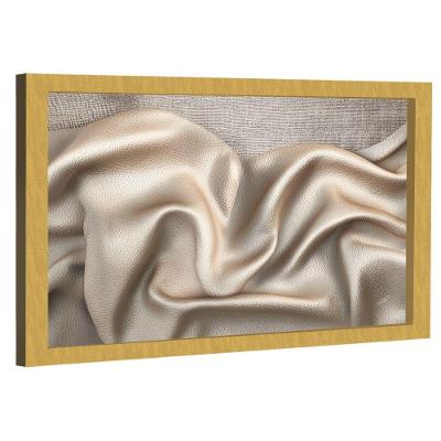 Quadro Decorativo Couro e Ninho Retangular 60x40cm em Madeira Nobre Reflorestada Dourado BR Artes