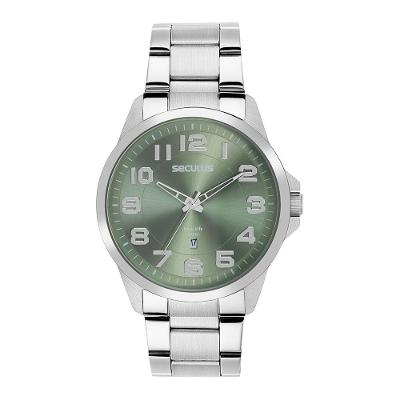 Relógio Masculino 44216G Analógico com Calendário em Aço Inox Verde Séculus