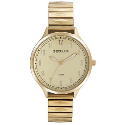 Relógio Feminino Casual Dourado com Pulseira em Aço Inox Séculus