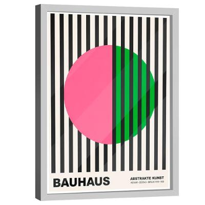 Quadro Decorativo Bauhaus Abstrakte Kunst Retangular com Vidro Branco BR Artes