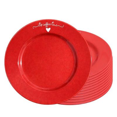 Prato de Sobremesa Lamour 12 Peças Porcelana Elegante para Uso Diário Vermelho Haüskraft