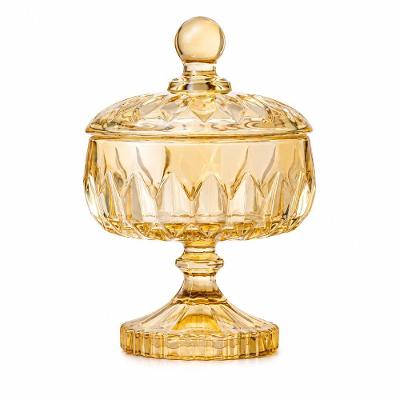 Potiche Decorativo Louise em Cristal com Pé de Chumbo Cor Âmbar Wolff