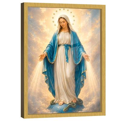 Quadro Decorativo Maria Vencendo o Pecado Retangular com Moldura Dourada BR Artes