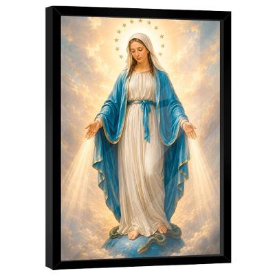 Quadro Decorativo Maria Vencendo o Pecado Retangular em Canvas com Moldura e Vidro BR Artes