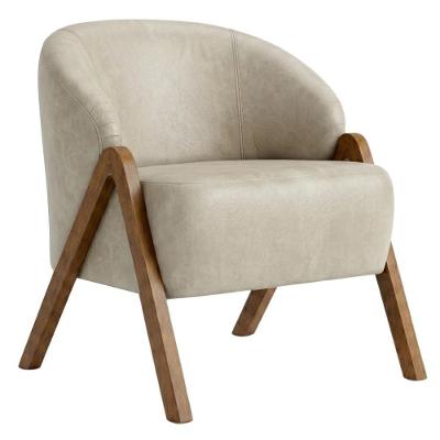 Poltrona Iris Decorativa com Pés Torneados Corano Bege Milani Movelaria