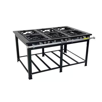 Fogão Industrial M6 Maxi 6 Queimadores Duplos Estrutura Desmontável Preto Venâncio