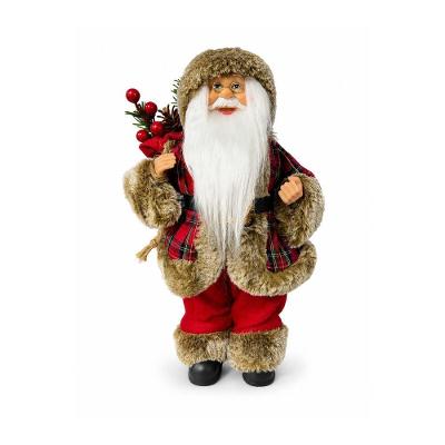 Decoração Natalina Papai Noel 65563-009 Estampa Xadrez Vermelha 30CM Grillo Home Decor
