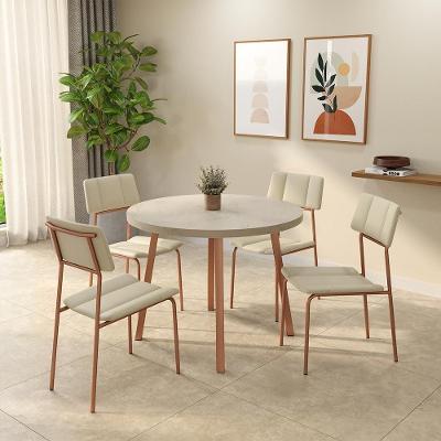 Conjunto Sala de Jantar Liza 4 Lugares Tampo MDP Rosê 99CM Móveis Carraro