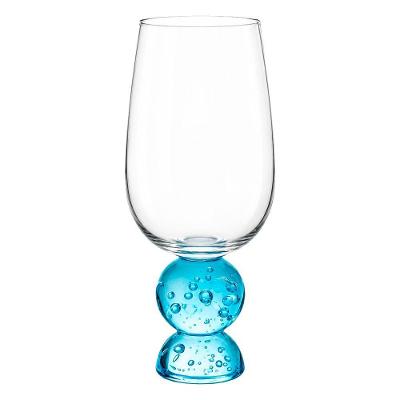 Taça JL1004 para Drinks e Água Vidro com Base Esférica Azul Transparente BTC Decor 500ML