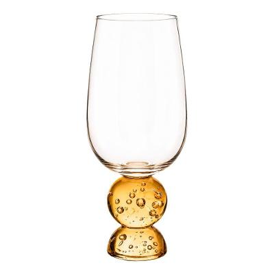 Taça JL1002 para Drinks e Água Vidro Base com Esferas Âmbar Luxo Premium Transparente BTC Decor