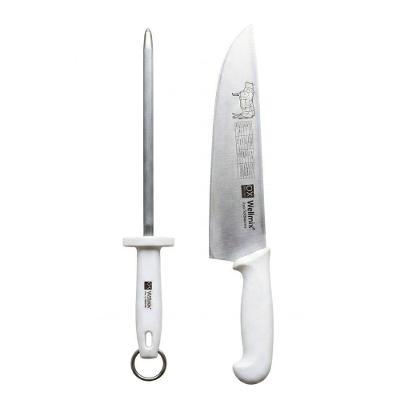 Kit Faca Profissional e Chaira Inox Prime Aço Inoxidável Corte Superior para Cozinha Inox Wellmix