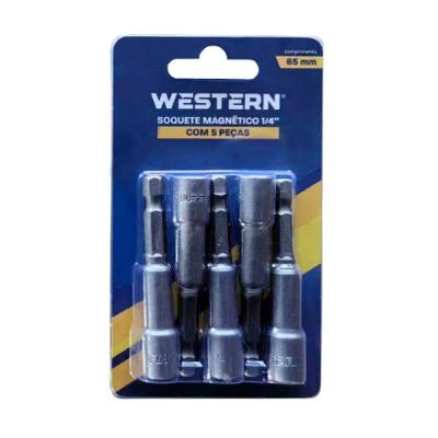 Jogo de Soquetes Magnéticos W-96 com Sistema Magnético Cinza Western 5 PEÇAS