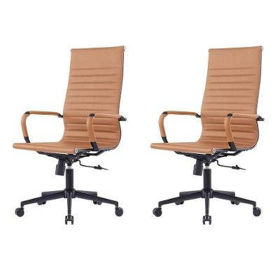 Kit 2 Cadeiras Escritório Manhattan Presidente PU Caramelo Base Giratória Fratini