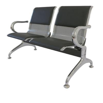 Longarina Estofada Dubai 2 Lugares Aço Carbono e Cromado 116CM Cinza Fratini