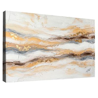 Quadro Decorativo Textura Marmorizada Bra-03503 Retangular 150x100cm Bege BR Artes