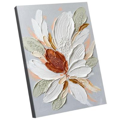 Quadro Decorativo Flor BRA-03508 Retangular em Madeira Nobre Reflorestada Bege BR Artes 54CM