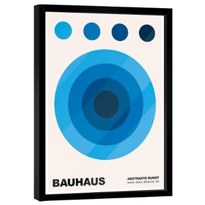 Quadro Decorativo Bauhaus Abstrakte Bra-03529 com Moldura Preta BR Artes
