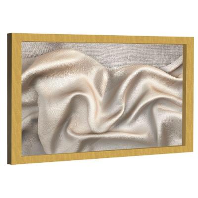 Quadro Decorativo Couro e Ninho Retangular com Moldura Dourada e Vidro BR Artes