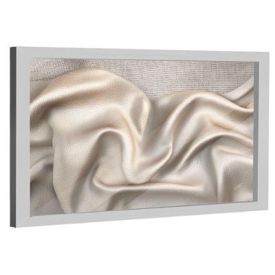 Quadro Decorativo Couro e Ninho Retangular com Moldura Branca BR Artes