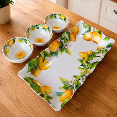Travessa Bandeja Petisqueira Siciliana em Melamina Kit 2 Peças para Servir Alimentos Branco