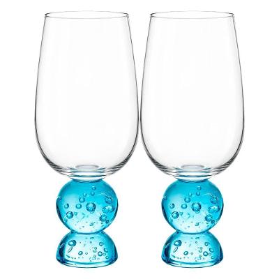 Taça JL1004 para Drinks Vidro com Esferas Azuis Luxo para Água Transparente BTC Decor 500ML
