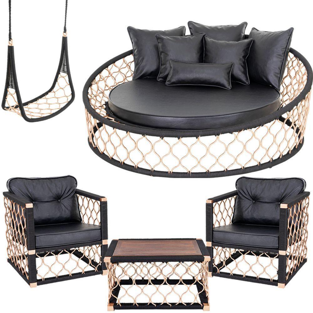 1 Chaise 6 Almofadas, 2 Poltronas, 1 Balanço E Mesa Madeira - 1