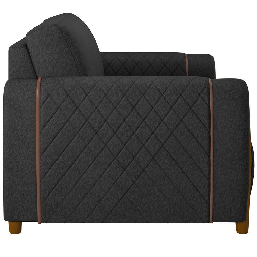 Kit Sofá 2 Lugares 168Cm Com Poltrona Flora M03 Preto - 2