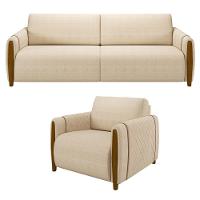 Kit Sofá 03 Lugares 223Cm Com Poltrona Flora M03 Bege - 1