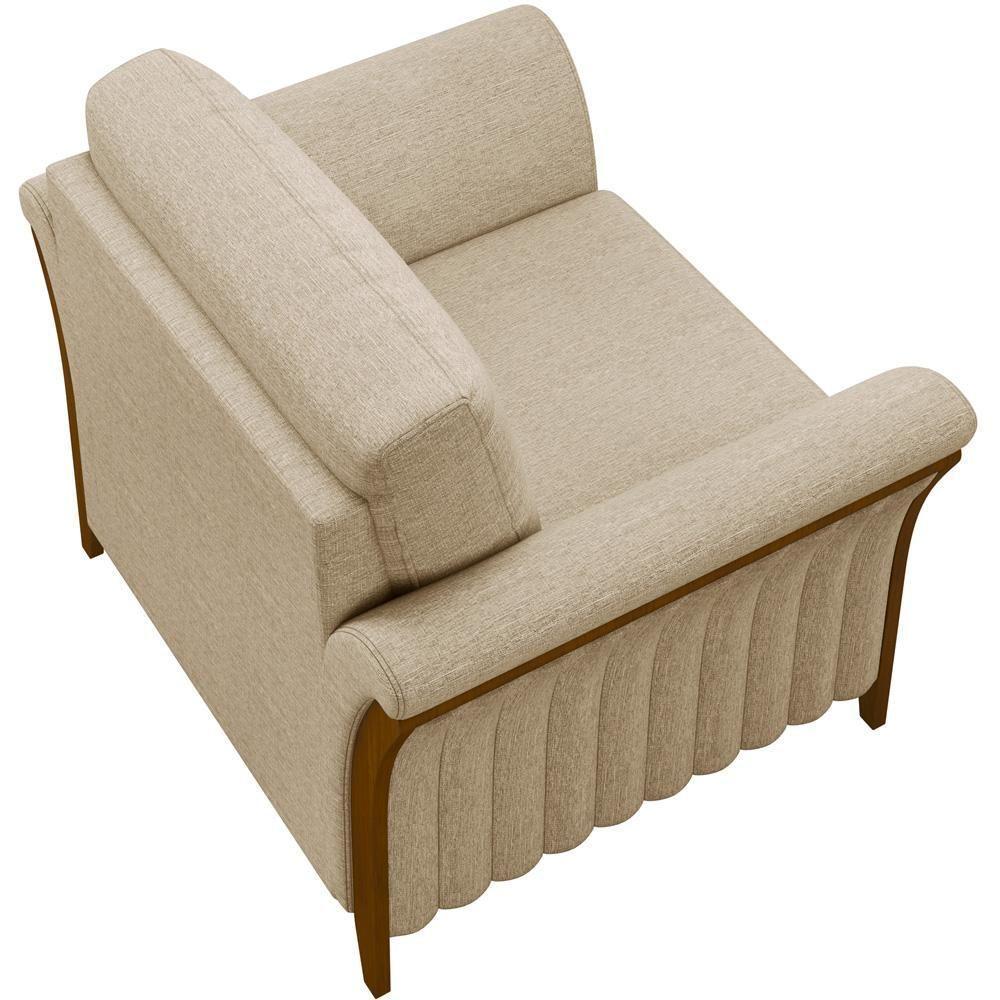 Kit Sofá 03 Lugares 222Cm Com 02 Poltronas M03 Bege Escuro - 2