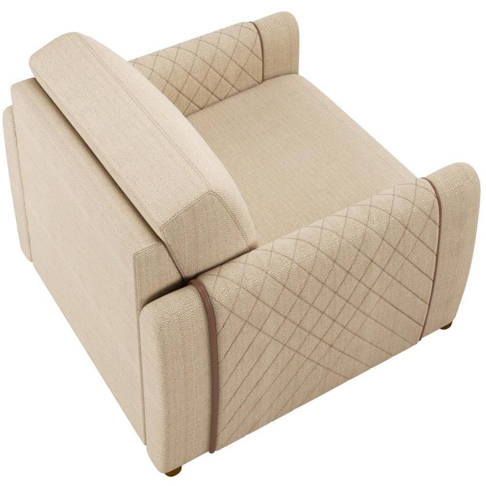 Kit Sofá 02 Lugares 168Cm Com 02 Poltronas Flora M03 Bege - 4