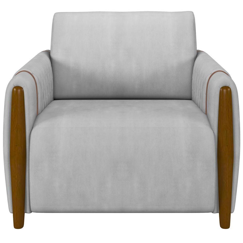 Kit Sofá 02 Lugares 168Cm Com 02 Poltronas M03 Cinza - 6