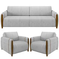 Kit Sofá 02 Lugares 168Cm Com 02 Poltronas M03 Cinza - 1