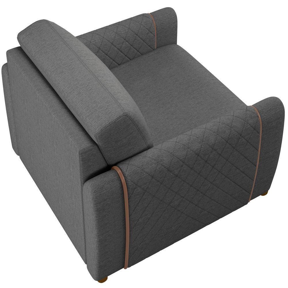 Kit Sofá 03 Lugares 223Cm Com 02 Poltronas Flora M03 Chumbo - 2